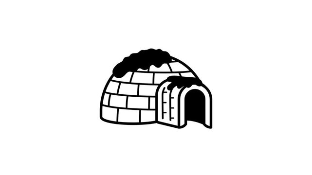 Traditional igloo doodle animated icon, a symbol of winter and Arctic living.