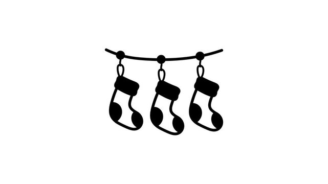 Christmas socks animated icon creatively designed in hand drawn doodle style