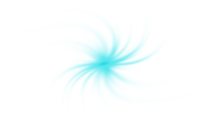 Abstract Cyan Spiral Starburst with Glowing Light Rays on White Background