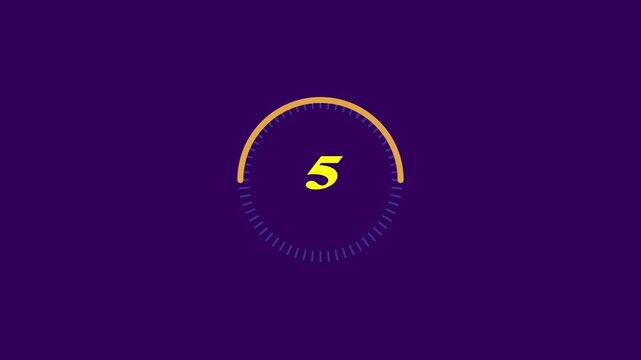 Countdown timer 0 to 10 seconds animation, modern stopwatch chronometer