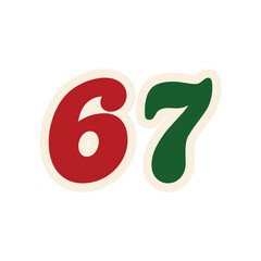 Modern Fonts Merry Christmas 67 Number Vector Logo PNG | Six Seven Santa Hat Design | High-Resolution Transparent 67 Christmas Illustration for Stickers, Mugs & Printables