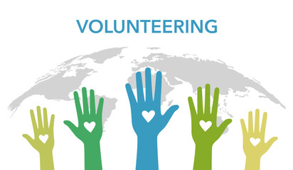 Hands With Heart Vector Illustration For Community Volunteers Volunteering Love Giving Charity Connection Together