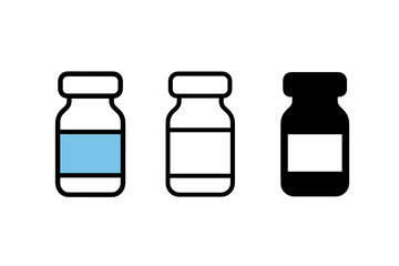 Minimalistic illustration of three medicine bottles with varying designs