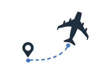 Airplane Travel Route Airplane flight path with destination markers indicating travel route and final locations for a business trip or vacation Airplane routes Airplane line path planning travel 