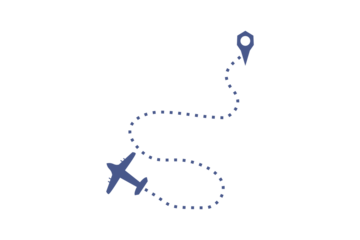 Airplane Travel Route Airplane flight path with destination markers indicating travel route and final locations for a business trip or vacation Airplane routes Airplane line path planning travel 
