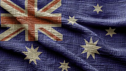 Close-up of the Australian flag with visible fabric texture and folds