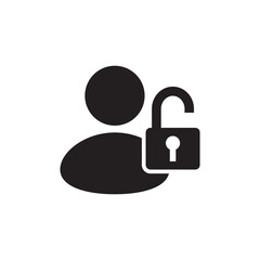 Solid unlock user account and granted access icon