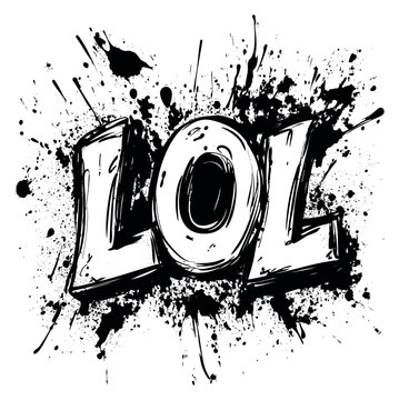 Grunge text illustration with lol word hand drawn sketch