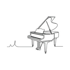 Grand piano with open lid and music sheet on the stand