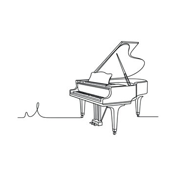 Grand piano with open lid and music sheet on the stand