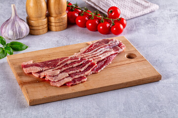 Raw beef marble bacon slices