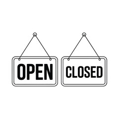 Open and closed sign hanging on door