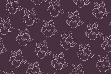Seamless Blueberry Flat Vector Pattern Tile