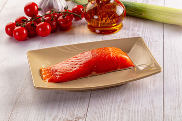 Salted salmon fish fillet piece