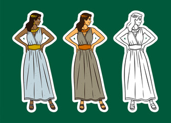 Ancient Greek and Roman Women in Traditional Attire Sticker Set