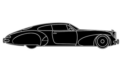 Naklejka premium Classic vintage car silhouette vector illustration on white background