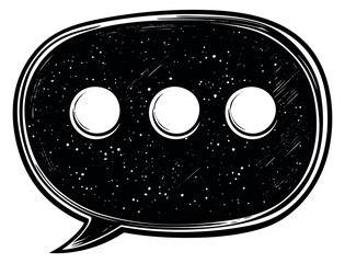 Vintage speech bubble icon with ellipsis hand drawn sketch