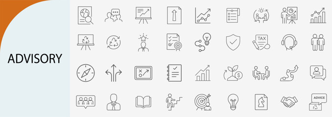 advisory icon set, minimal line vector design pack