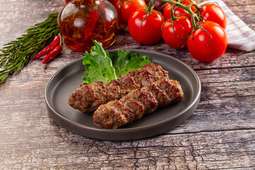 Grilled beef kebab minced meat