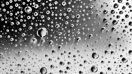 Close-Up of Water Droplets on Glass - Raindrops in a Cloudy Atmosphere"