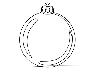 Simple christmas ornament icon with shiny reflections black and white line art