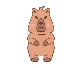 Cute Cartoon Capybara Standing Upright