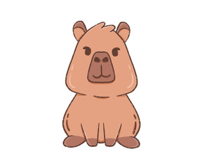 Cute Cartoon Capybara Standing Upright