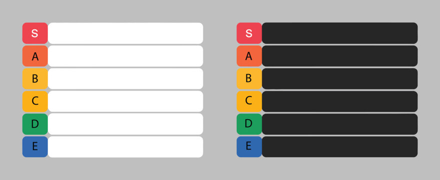 Tier List Table Empty Template Set Vector, Blank Tiers List Chart with Letters, Ranking and Comparison Concept Banner, Isolated on White Background - Powered by Adobe