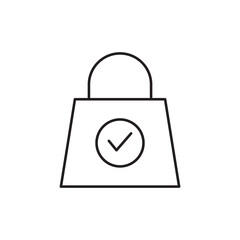 Verified shopping bag with check in circle icon
