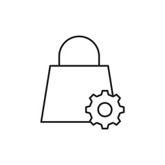 Technical shopping bag settings with gear wheel icon