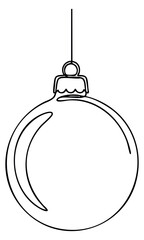 Simple christmas ornament icon black and white line art