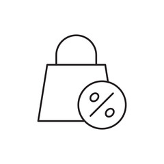 Percentage discount sale on shopping bag vector icon