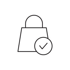 Verified check mark shopping bag order confirmed icon
