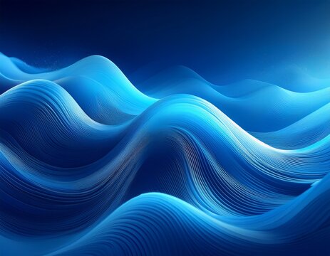 abstract blue waves with glowing light and subtle texture representing flow and depth - Powered by Adobe
