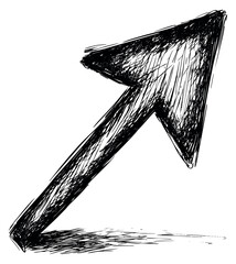 Simple arrow icon hand drawn outline illustration