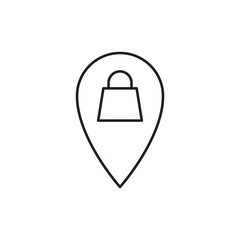Store location pin with shopping bag pointer icon