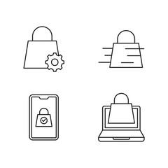 Set of 4 online digital store and tech icons