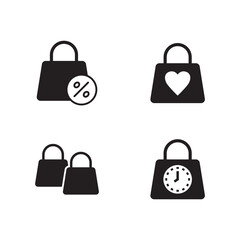 Set of 4 solid black discount and time icons