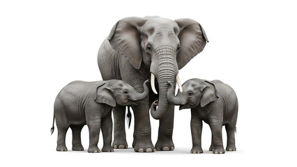 Fototapeta premium Elephants on white background
