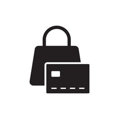 Solid black credit card payment shopping bag icon