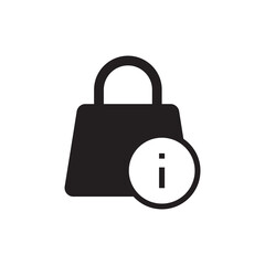 Solid black info information shopping bag help icon