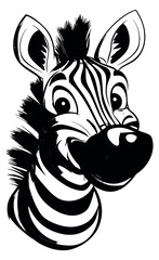 Obraz premium Cute zebra character head black and white line art