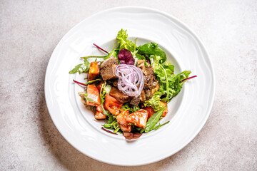 Top View Warm Beef Salad For Restaurant Menu
