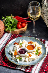 Artisan Cheese Platter With Jam And Honey