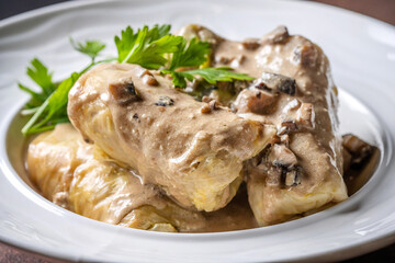 Ukrainian Cabbage Rolls With Creamy Mushroom Sauce
