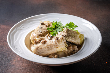 Traditional Cabbage Rolls In Creamy Mushroom Sauce
