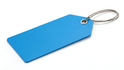Blue blank price tag 3d render icon isolated on transparent background
