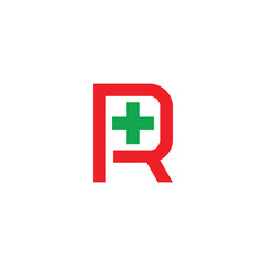 letter r plus medical simple geometric linear logo vector