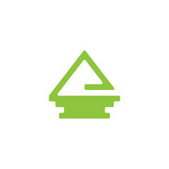 letter e green eco mountain lake symbol logo vector