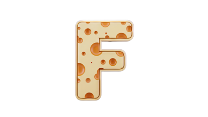 Cheese Letter F Isolated on White Background